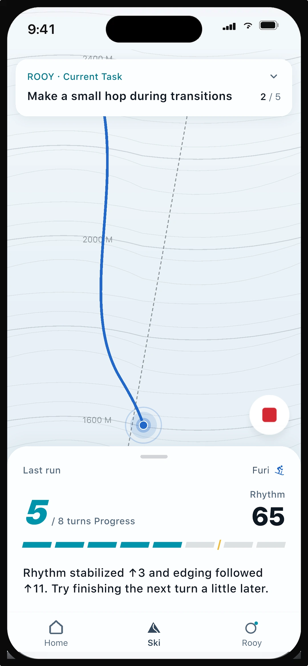 Live skiing data